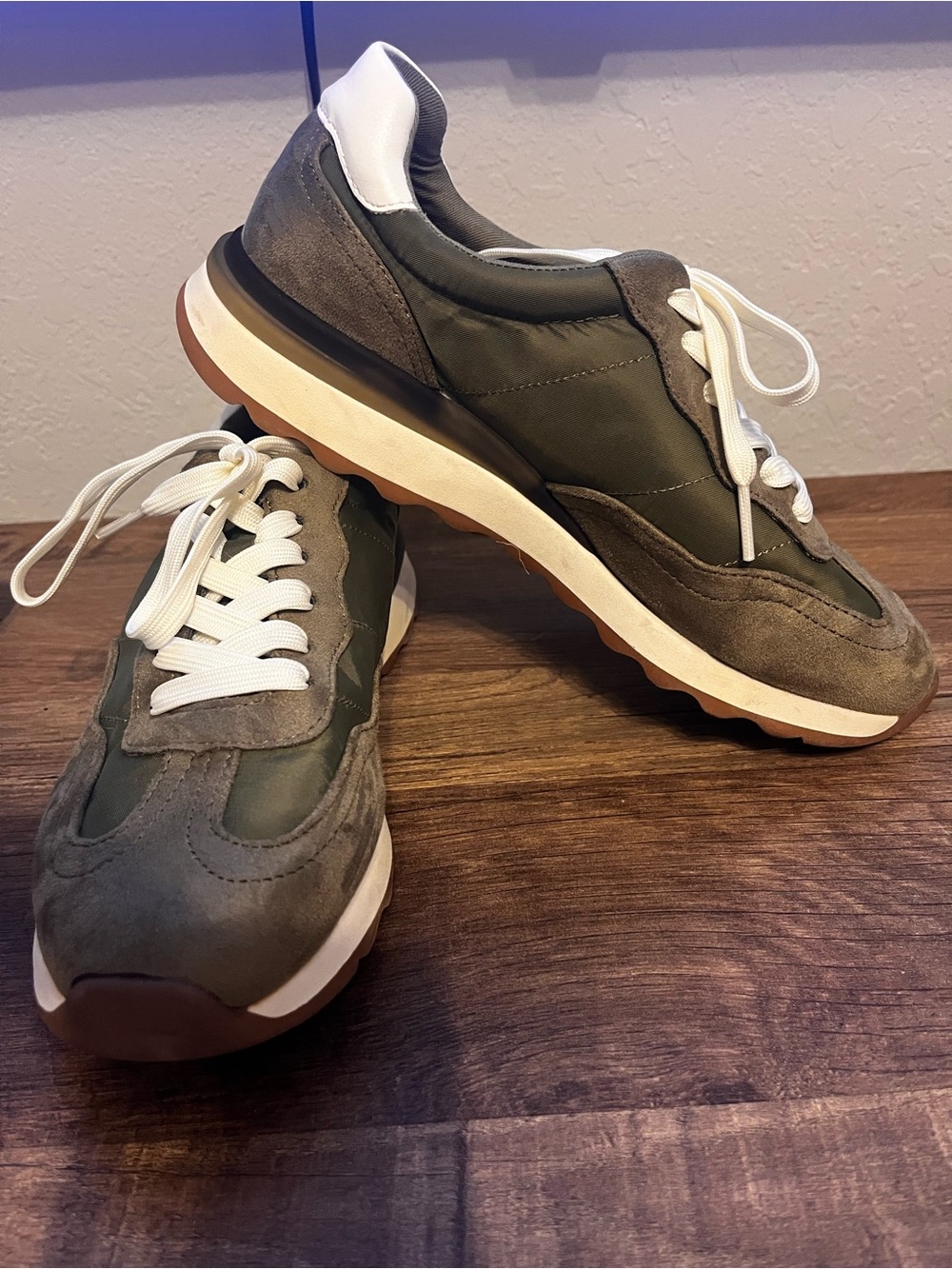 Aeropostale Olive Green and White Women's Sneakers